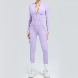Long Sleeve Zipper Tight Backless Jumpsuit GQSA-25633