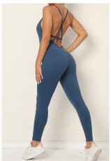 V-Neck Yoga Fitness Backless Jumpsuit GQSA-1028