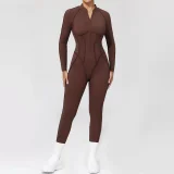 Long Sleeve Zipper Tight Backless Jumpsuit GQSA-25633