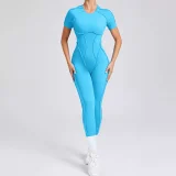 Short Sleeve Solid Color Yoga Jumpsuit GQSA-88201