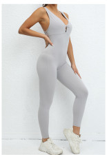 Sleeveless Solid Color Sport Skinny Jumpsuit GQSA-42015