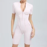 Short Sleeve Zipper Sport Skinny Romper GQSA-K0113