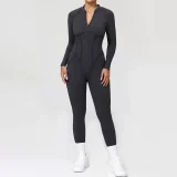 Long Sleeve Zipper Tight Backless Jumpsuit GQSA-25633
