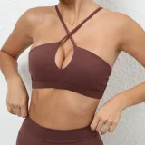 Solid Color Cross Sling Sport Fitness Top GQSA-A05