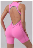 Line Splicing Sleeveless Sport Romper GQSA-11501