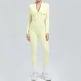 Long Sleeve Zipper Tight Backless Jumpsuit GQSA-25633