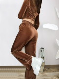 Solid Color Hooded Long Sleeve Two Piece Pants Set FENF-6049