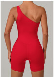 Solid Color Single Shoulder Fitness Romper GQSA-1312