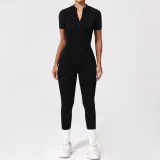 Short Sleeve Zipper Yoga Sport Jumpsuit GQSA-25500