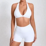 Solid Color Sport Fitness Two Piece Shorts Set GQSA-10317/13776