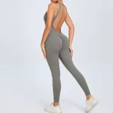 Solid Color Backless Sport Jumpsuit GQSA-YL096