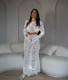 Hollow Out Lace Solid Color Two Piece Skirts Set MDF-5533