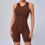Sleeveless Patchwork Sport Fitness Romper GQSA-25100