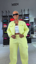 Fleece-Lined Hoodie+Multi-Pocket Pants Sportswear Set CM-9529