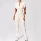 Short Sleeve Zipper Yoga Sport Jumpsuit GQSA-25500