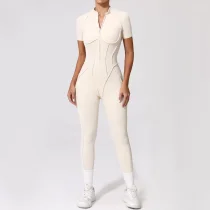 Short Sleeve Zipper Yoga Sport Jumpsuit GQSA-25500