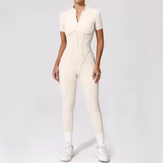 Short Sleeve Zipper Yoga Sport Jumpsuit GQSA-25500