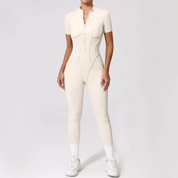 Short Sleeve Zipper Yoga Sport Jumpsuit GQSA-25500