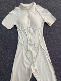 Short Sleeve Zipper Yoga Sport Jumpsuit GQSA-25500
