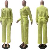 Fleece-Lined Hoodie+Multi-Pocket Pants Sportswear Set CM-9529