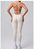 Sleeveless Solid Color Backless Sport Jumpsuit GQSA-95856