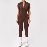 Short Sleeve Zipper Yoga Sport Jumpsuit GQSA-25500