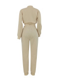 Single-button Sleeve Zipper Top Sport Two-piece Pants Set FENF-6042