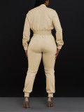 Single-button Sleeve Zipper Top Sport Two-piece Pants Set FENF-6042