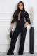 Mesh Patchwork Tie Up Wide Leg Jumpsuit OSM-4490