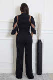 Mesh Patchwork Tie Up Wide Leg Jumpsuit OSM-4490