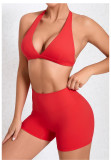 Solid Color Sport Fitness Two Piece Shorts Set GQSA-10317/13776