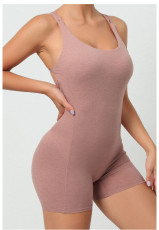 Solid Color Backless Yoga Sport Romper GQSA-71013