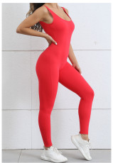 Backless Solid Color Sport Skinny Jumpsuit GQSA-7448