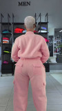 Fleece-Lined Hoodie+Multi-Pocket Pants Sportswear Set CM-9529