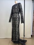 Hollow Out Lace Solid Color Two Piece Skirts Set MDF-5533