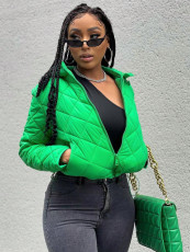 Long-Sleeve Solid-Color Hooded Cotton Jacket SH-391322