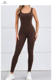 Backless Solid Color Sport Skinny Jumpsuit GQSA-7448
