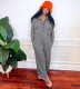 Plus Size Long Sleeve Lapel Wide Leg Jumpsuit NY-3713