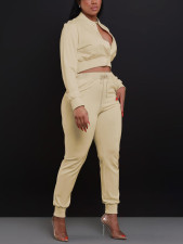 Single-button Sleeve Zipper Top Sport Two-piece Pants Set FENF-6042