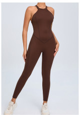 Solid Color Backless Sport Jumpsuit GQSA-YL096