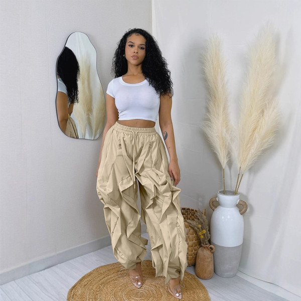 Plus Size Patchwork Solid Color Lantern Pants NY-3685