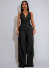 Solid Color Sling Sport Jumpsuit OSM-4486