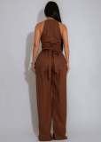 Solid Color Sling Sport Jumpsuit OSM-4486