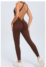 Solid Color Backless Sport Jumpsuit GQSA-YL096