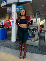 Long Sleeve Leather Short Coats YMEF-57075