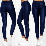 Plus Size Solid-color Leather Slim Casual Pants GWTC-W0313