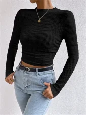 Solid Color O Neck Slim T Shirts GWTC-W0772