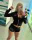 Letter Hot Drill Long Sleeve Two Piece Shorts Set GFCF-1388
