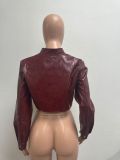 Long Sleeve Leather Short Coats YMEF-57075