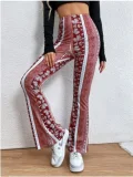 Plus Size Bohemian Slim Flared Printed Pants GWTC-W0730